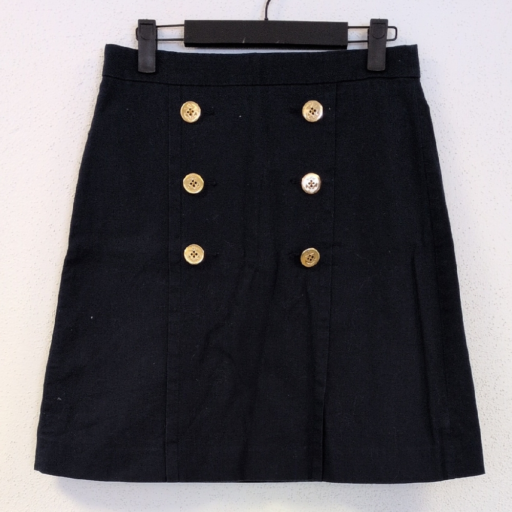 J Crew Classic Navy Buttoned Skirt